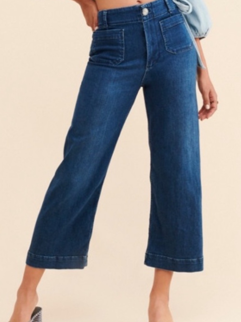Pilcro Wide-Leg High-Rise Jeans in Indigo Blue